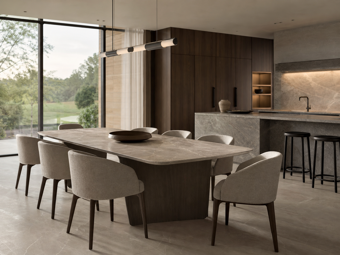 Modern dining table and chairs for residential project space