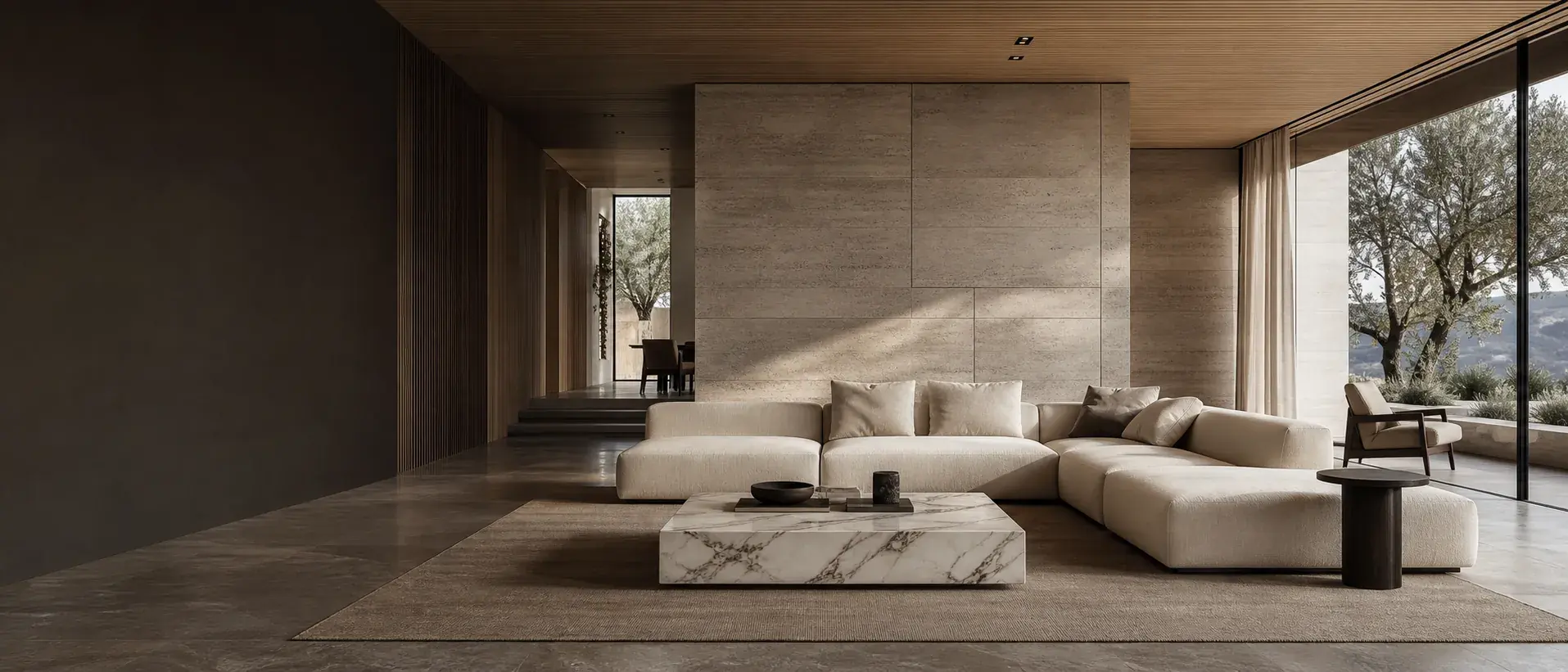 Modern living room with modular sofa and refined interior styling