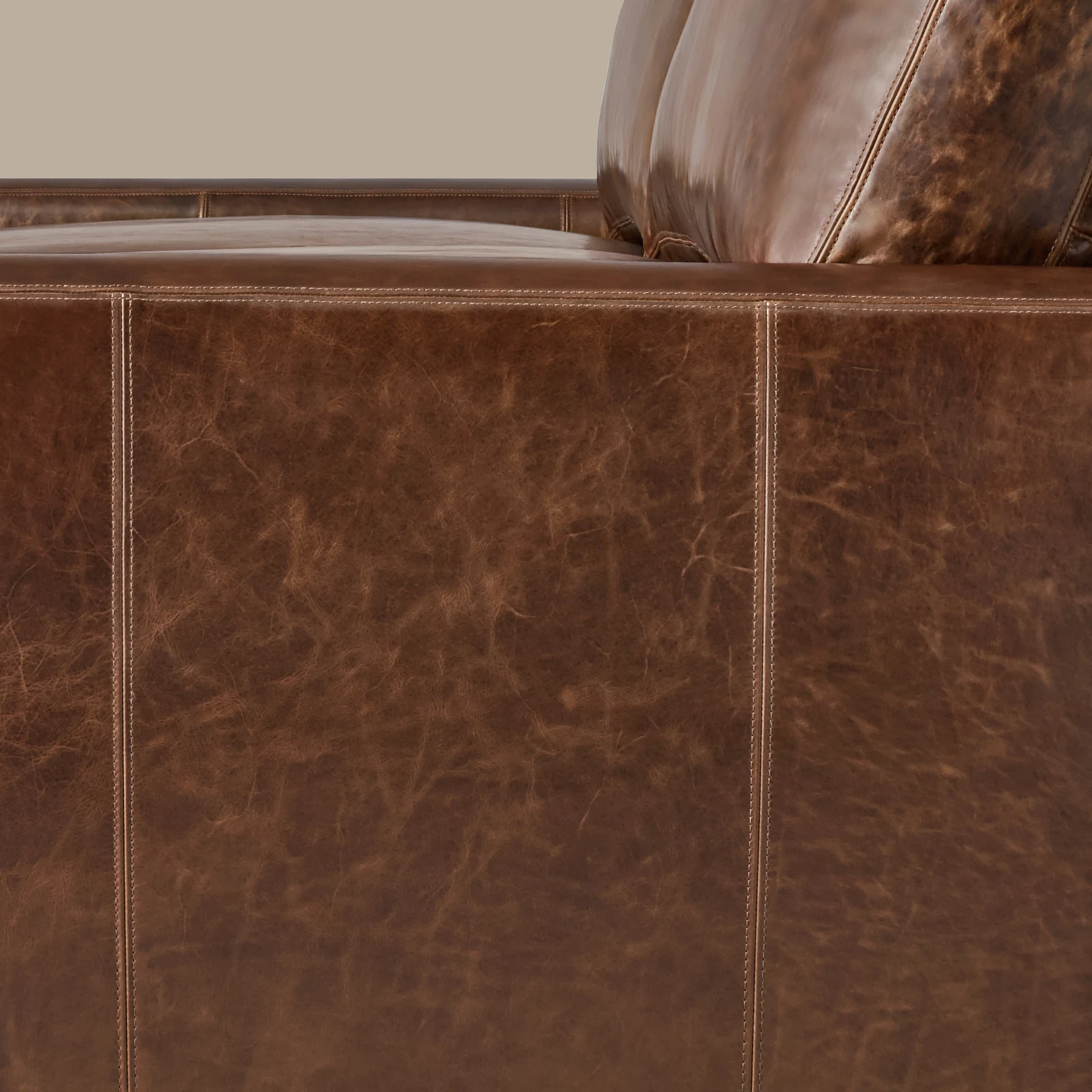Tailored leather upholstery and seam detail